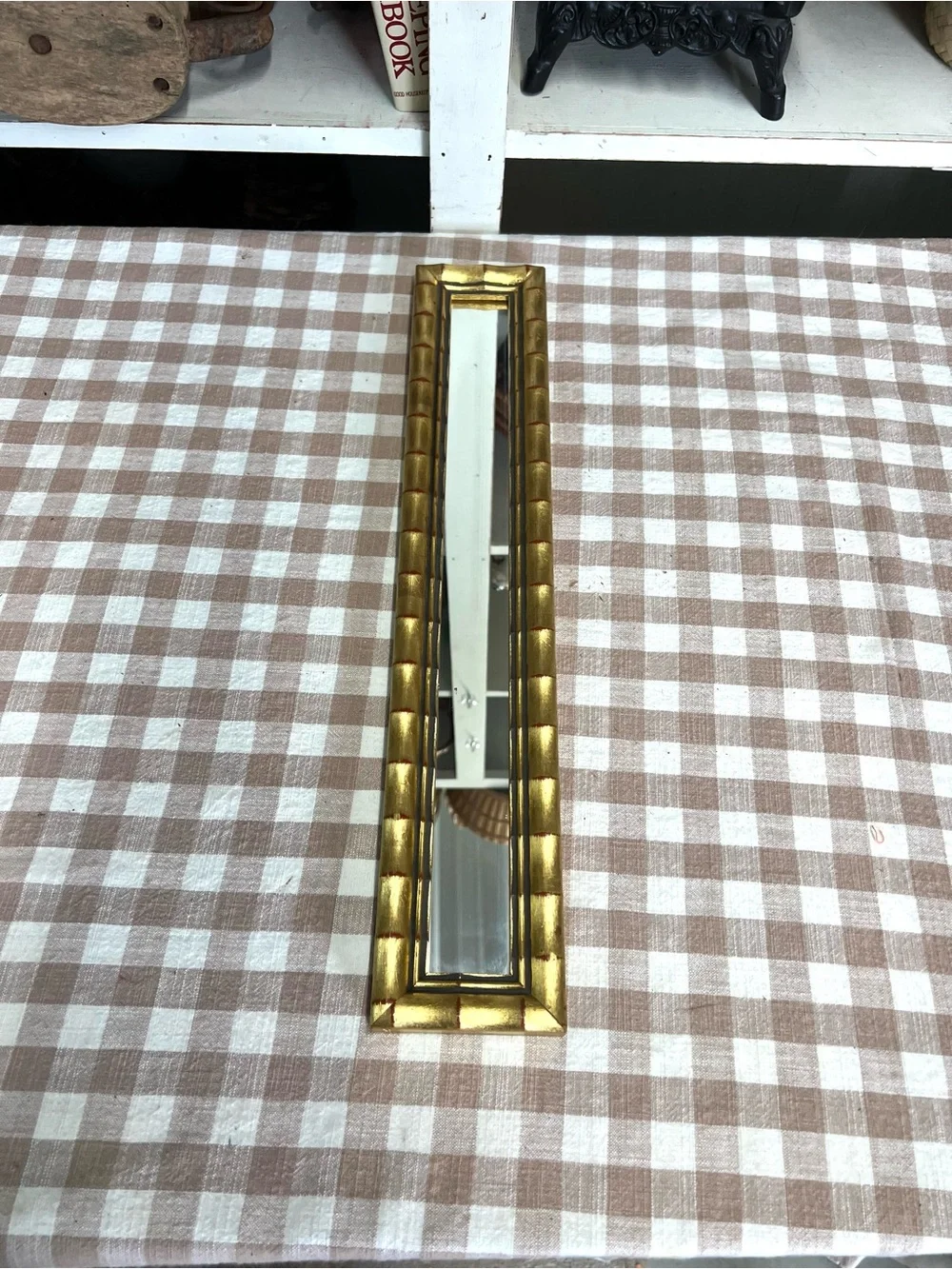 Vintage gold resin mirror bamboo style wall decor
